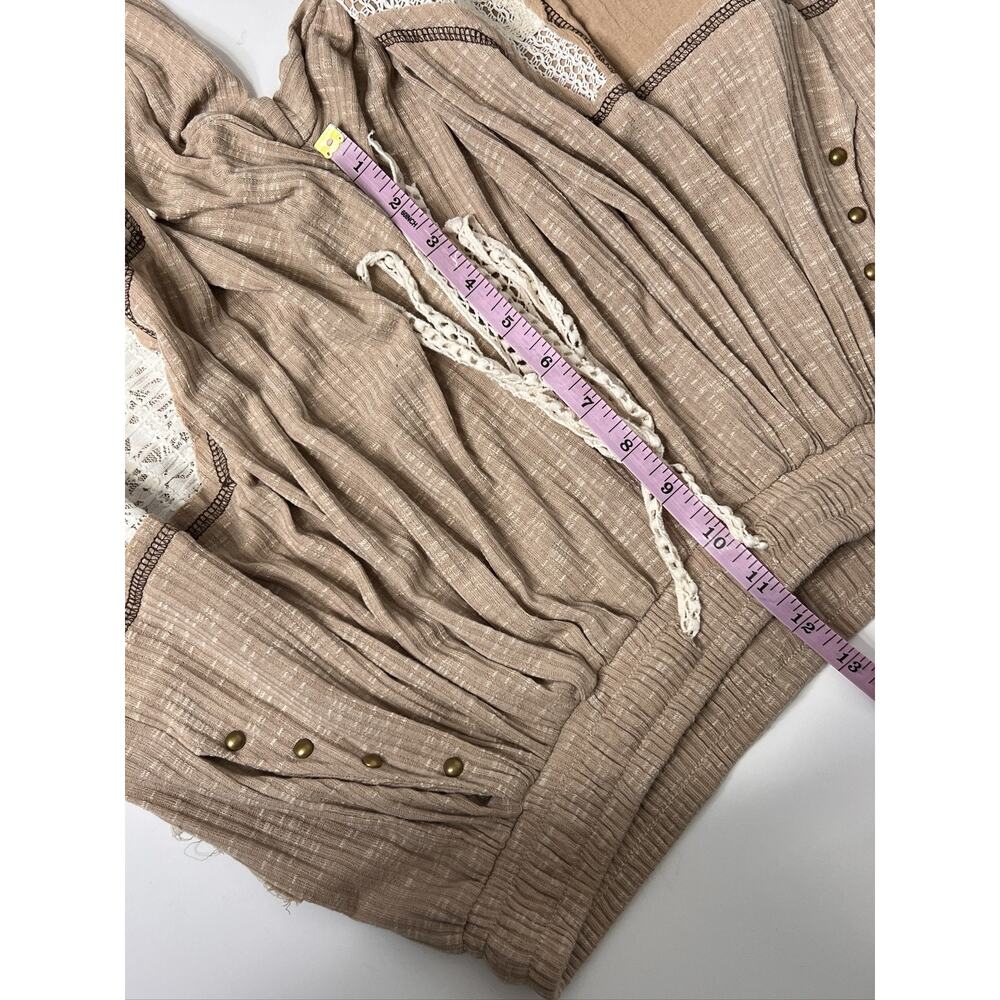 POL Patchwork Lace Harem Jogger Pants Women's Small Brown White Drawstring - Picture 9 of 10